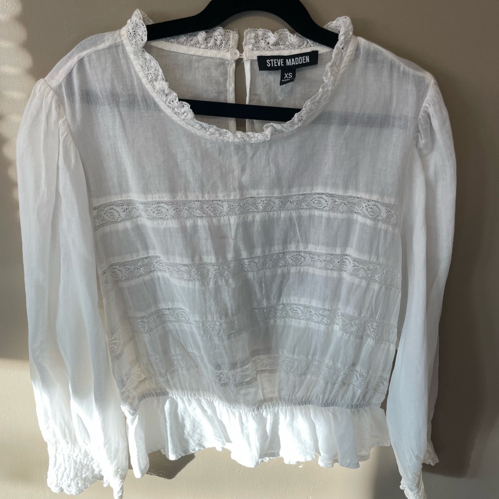 Steve Madden Lace Peasant Blouse